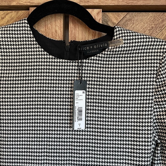 NWT Alice + Olivia Delora Houndstooth Dress size 4 - Picture 3 of 6